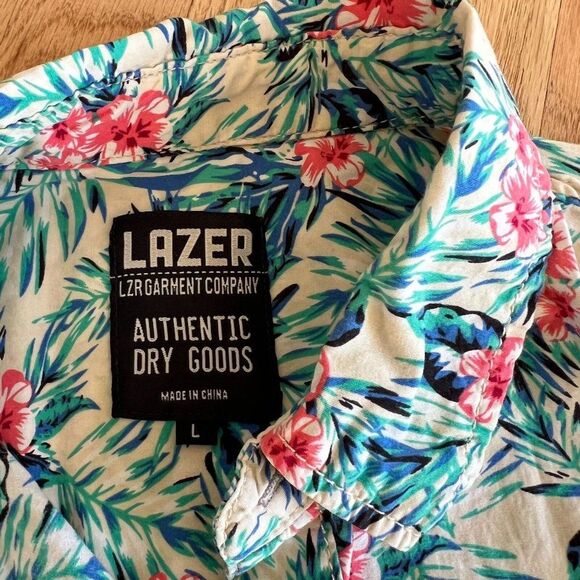 Lazer‎ Garment Company Multicolor floral tropical button up graphic Shirt Large - Picture 4 of 5